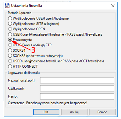 ustawienia ftp